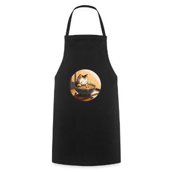 Cat Cat Ramen Noodles Sweet Kitten Noodle Soup - Cooking Apron - black - Front - AI Model Male 185 dark (185cm)