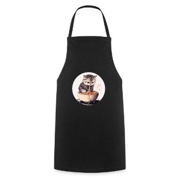 Cat Cat Ramen Noodles Sweet Kitten Noodle Soup - Cooking Apron - black - Front - AI Model Male 185 dark (185cm)