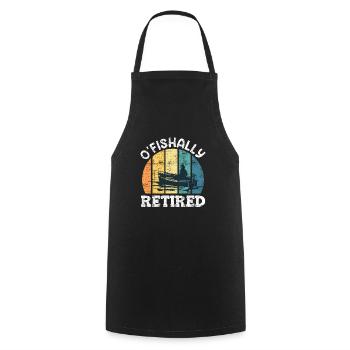 O Fishally Retired Angler in Rente - Cooking Apron - black - Front - AI Model Male 185 dark (185cm)