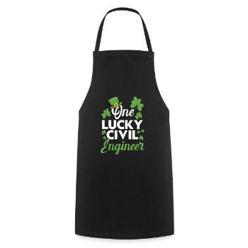 One Lucky Civil Engineer Engineering Irish - Cooking Apron - black - Front - AI Model Male 185 dark (185cm)