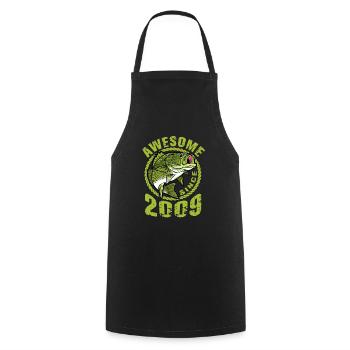 Awesome since 2009. Angel, Angler's Birthday - Cooking Apron - black - Front - AI Model Male 185 dark (185cm)