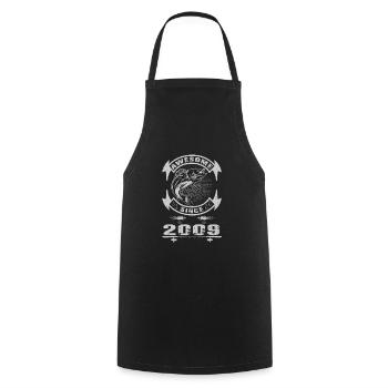 Awesome since 2009. Angel, Angler's Birthday - Cooking Apron - black - Front - AI Model Male 185 dark (185cm)