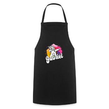 GABRIEL - Beautiful Boy Name with Cool Unicorn - Cooking Apron - black - Front - AI Model Male 185 dark (185cm)