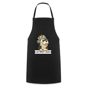 Chien Morkie avec couronne - Tablier de cuisine - noir - Devant - AI Model Male 185 dark (185cm)