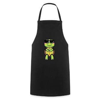 Sea turtle with sunglasses Emoticon - Cooking Apron - black - Front - AI Model Male 185 dark (185cm)