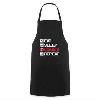 Eat Sleep Comics Repeat Fictional Characters - Cooking Apron - black - Front - AI Model Male 185 dark (185cm)
