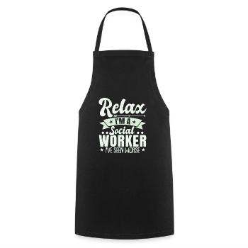 Relax I'm A Social Worker - Cooking Apron - black - Front - AI Model Male 185 dark (185cm)