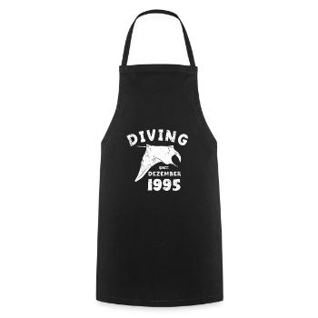Diver Birthday - Diving since December 1995 - Cooking Apron - black - Front - AI Model Male 185 dark (185cm)