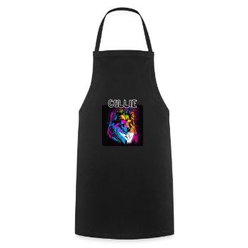 Graffiti Style - Cooler Collie 7 - Cooking Apron - black - Front - AI Model Male 185 dark (185cm)