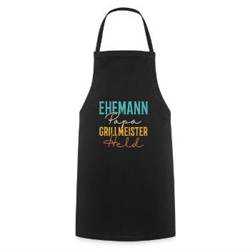 Ehemann Papa Grillmeister - Kochschürze - Schwarz - Vorne - AI Model Male 185 dark (185cm)
