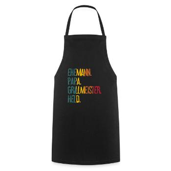Ehemann Papa Grillmeister - Kochschürze - Schwarz - Vorne - AI Model Male 185 dark (185cm)