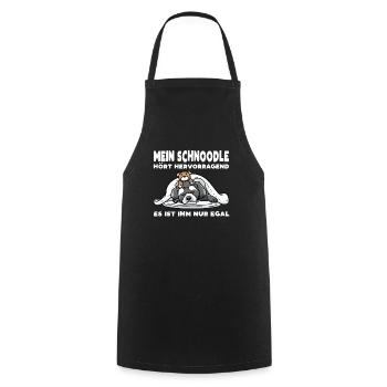Schnoodle Hund Mit Kuscheltier - Kochschürze - Schwarz - Vorne - AI Model Male 185 dark (185cm)