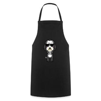 Sheepadoodle Dog With Sunglasses Emoticon - Cooking Apron - black - Front - AI Model Male 185 dark (185cm)