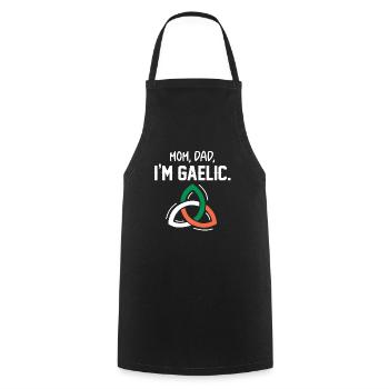 Mom, Dad, I'm Gaelic - Cooking Apron - black - Front - AI Model Male 185 dark (185cm)
