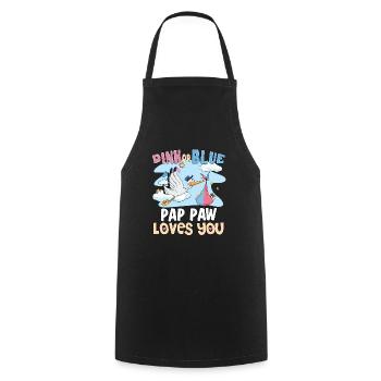 La patte de Pap rose ou bleue t’aime le meilleur grand-père de tous les temps - Tablier de cuisine - noir - Devant - AI Model Male 185 dark (185cm)