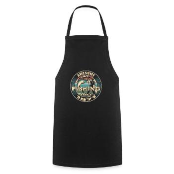 Awesome since 1971. Angel, angler's birthday - Cooking Apron - black - Front - AI Model Male 185 dark (185cm)