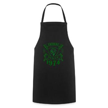 Awesome since 1974. Angel, Angler Birthday - Cooking Apron - black - Front - AI Model Male 185 dark (185cm)