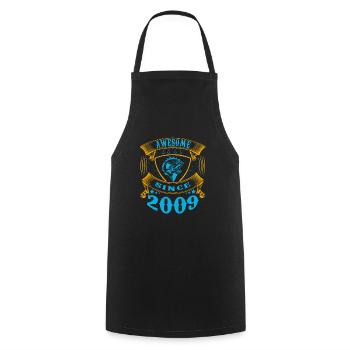 Awesome since 2009. Angel, Angler's Birthday - Cooking Apron - black - Front - AI Model Male 185 dark (185cm)