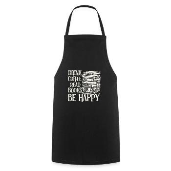 Drinking coffee, reading books, being happy - Cooking Apron - black - Front - AI Model Male 185 dark (185cm)