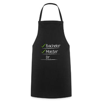 Liste de contrôle Bachelor Master Doctorat - Tablier de cuisine - noir - Devant - AI Model Male 185 dark (185cm)