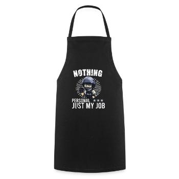 Police Cop Officer Police Office - Cooking Apron - black - Front - AI Model Male 185 dark (185cm)