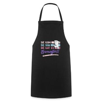 She came she saw her mastered master's degree - Cooking Apron - black - Front - AI Model Male 185 dark (185cm)