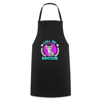 Call me doctor I have a doctorate - Cooking Apron - black - Front - AI Model Male 185 dark (185cm)