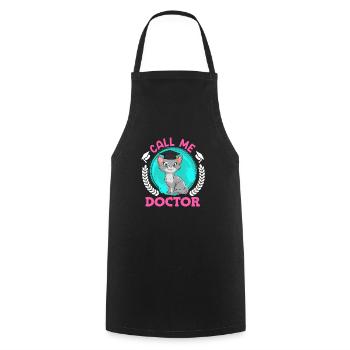 Appelez-moi docteur J’ai un doctorat - Tablier de cuisine - noir - Devant - AI Model Male 185 dark (185cm)