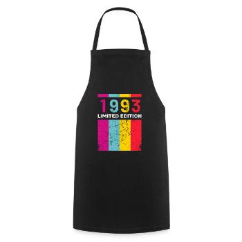 30 ans né en 1993 rétro 30e anniversaire - Tablier de cuisine - noir - Devant - AI Model Male 185 dark (185cm)
