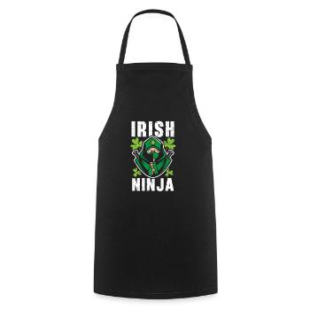 Irish Ninja Lover St. Patricks Day Shamrock - Cooking Apron - black - Front - AI Model Male 185 dark (185cm)