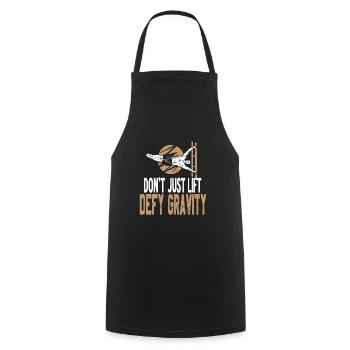 Don't Just Lift Defy Gravity Retro Calisthenics - Cooking Apron - black - Front - AI Model Male 185 dark (185cm)