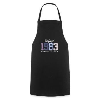 40 ans né en 1983 rétro 40e anniversaire - Tablier de cuisine - noir - Devant - AI Model Male 185 dark (185cm)