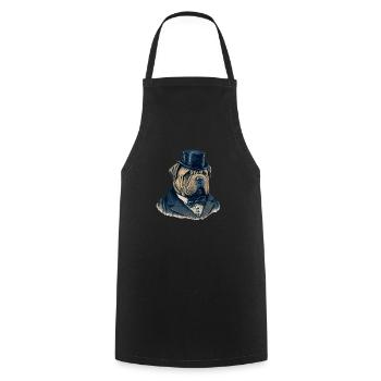 Dog Shar Pei dog motif - Cooking Apron - black - Front - AI Model Male 185 dark (185cm)