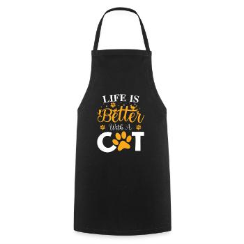 Life Is Better With A Cat - Cooking Apron - black - Front - AI Model Male 185 dark (185cm)