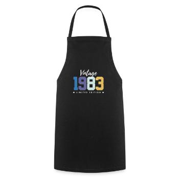 40 ans né en 1983 rétro 40e anniversaire - Tablier de cuisine - noir - Devant - AI Model Male 185 dark (185cm)