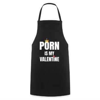 Porno Ist Mein Valentinstags -Liebeskronherz - Kochschürze - Schwarz - Vorne - AI Model Male 185 dark (185cm)