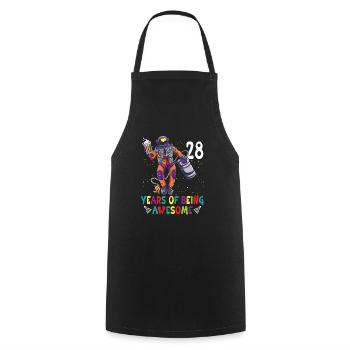 28th Birthday Astronaut Astronomy Solar System - Cooking Apron - black - Front - AI Model Male 185 dark (185cm)