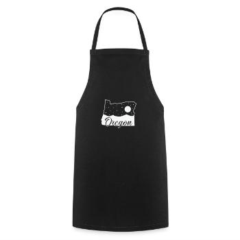 Contour de la carte de l’Oregon avec skyline USA Amérique - Tablier de cuisine - noir - Devant - AI Model Male 185 dark (185cm)