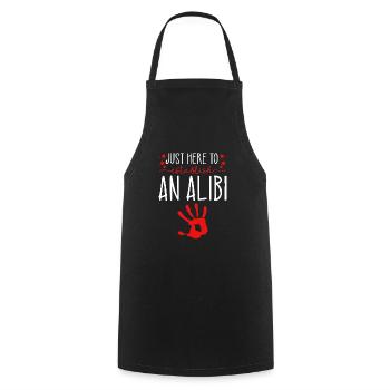 Just Here To Establish An Alibi, Murderino True - Kochschürze - Schwarz - Vorne - AI Model Male 185 dark (185cm)