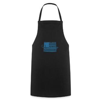Wyoming USA drapeau sur la carte Amérique - Tablier de cuisine - noir - Devant - AI Model Male 185 dark (185cm)