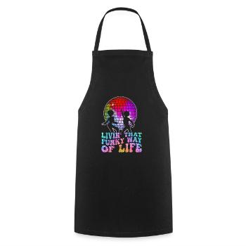 Vintage Retro Disco Fever Lifes Groovy Party Club - Cooking Apron - black - Front - AI Model Male 185 dark (185cm)