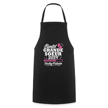 Bientôt grande soeur 2024 - Tablier de cuisine - noir - Devant - AI Model Male 185 dark (185cm)
