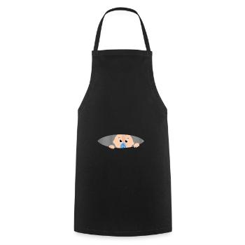 Para la mujer embarazada Bebé divertido el vientre - Tablier de cuisine - noir - Devant - AI Model Male 185 dark (185cm)