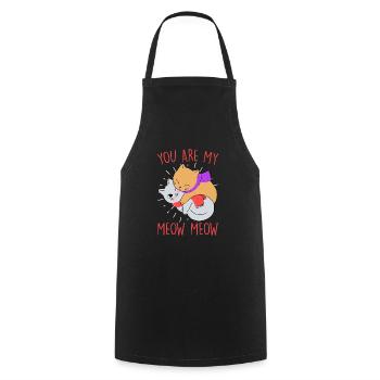 Cat love I love my cat Valentine's Day - Cooking Apron - black - Front - AI Model Male 185 dark (185cm)