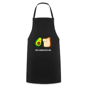 You complete me Avocado Love Couples - Cooking Apron - black - Front - AI Model Male 185 dark (185cm)