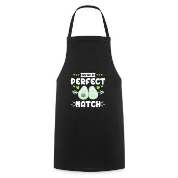 We are a perfect match couple Dear vegans - Cooking Apron - black - Front - AI Model Male 185 dark (185cm)