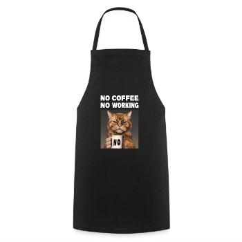 no coffee no working. Mürrische Lustige Katze - Kochschürze - Schwarz - Vorne - AI Model Male 185 dark (185cm)