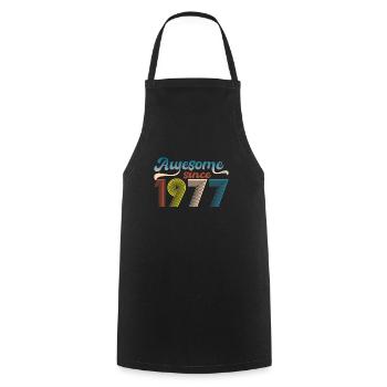 Vintage 1977 Retro Bitrthday Limited Edition - Cooking Apron - black - Front - AI Model Male 185 dark (185cm)