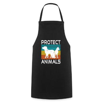 Protect Animals Retro Vintage Animal Protection - Cooking Apron - black - Front - AI Model Male 185 dark (185cm)