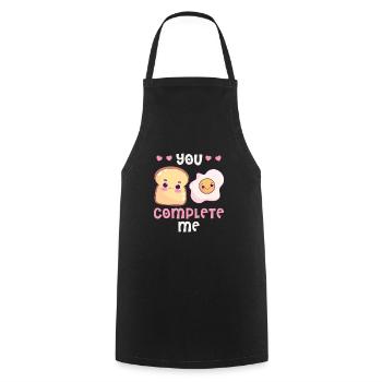 Lovers Eggs Bacon Toast Breakfast Valentine's Day - Cooking Apron - black - Front - AI Model Male 185 dark (185cm)